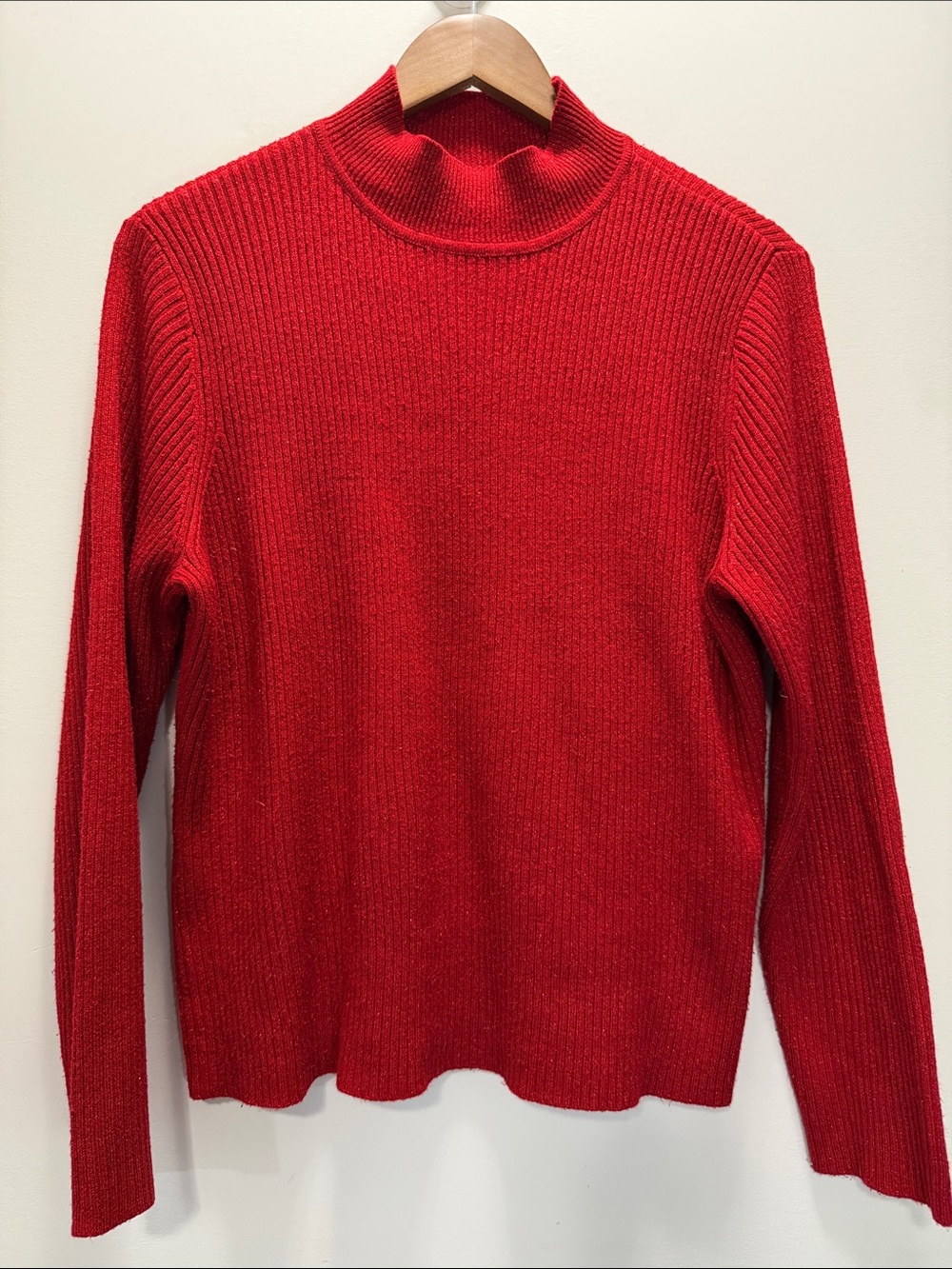 Vintage 80s 90s Classic Elements Ribbed Mock-Turtleneck Sweater Size L (14-16)